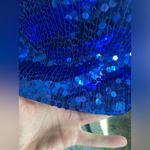 Vintage 90s Niteline Della Roufogali blue sequined  cocktail dress, size 6 - Picture 3 of 16